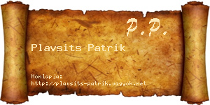 Plavsits Patrik névjegykártya